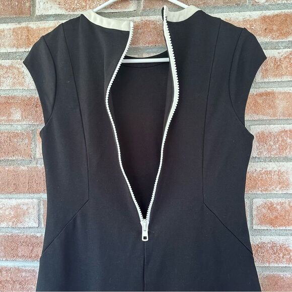 Kate Spade Daria Cap Sleeve Black Dress Women’s 4 White Trim A Line Ponte Knit - Picture 10 of 11